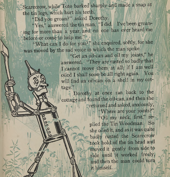 W.W. Denslow, spot illustration of the Tin Man for L. Frank Baum's "The Wizard of Oz"